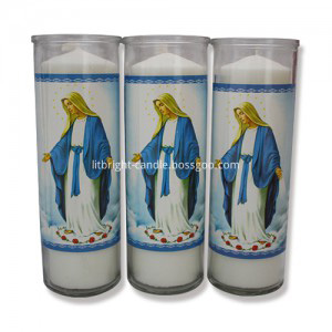 8 inches glass jar religious candle