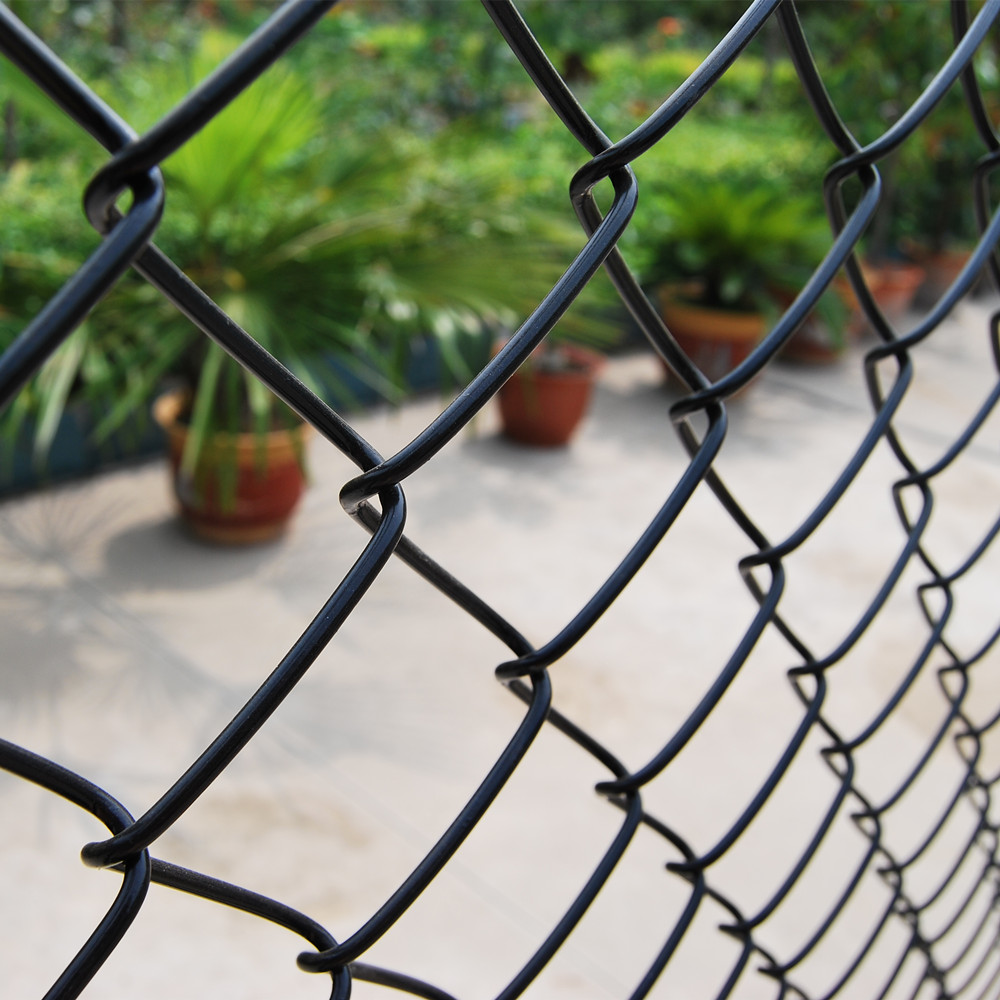 Protective Black PVC Coated Chain Link Wire Fencing exported to Canada